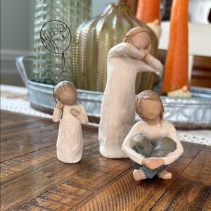 Willow Tree Family Figurine Set with Cream and Brown Tones
